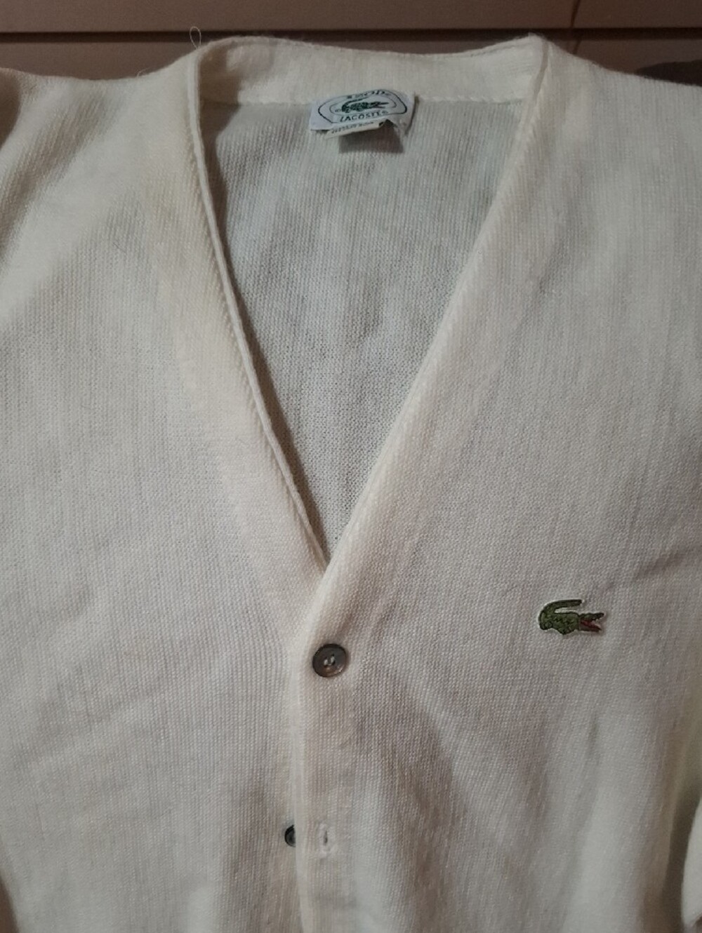 Vintage 80's White Men's Lacoste Izod Cardigan Sweater XL Extra Large